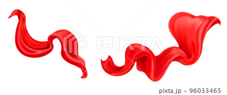 Realistic set of flying red silk cloth on white Realistic set of flying red silk cloth on white 96033465