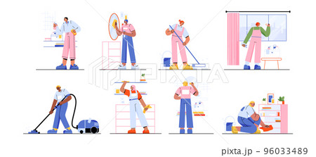 Cleaning service team work in house Cleaning service team work in house 96033489