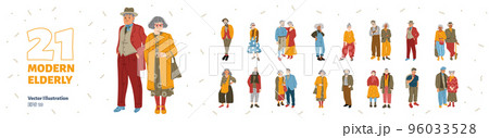 Set of modern elderly people, trendy characters Set of modern elderly people, trendy characters 96033528