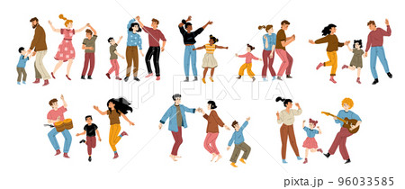 Family dance, rejoice, fun, home party concept 96033585