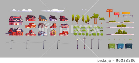 Summer city constructor set, vector illustration 96033586