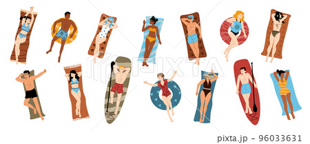 People sunbathing on summer beach People sunbathing on summer beach 96033631