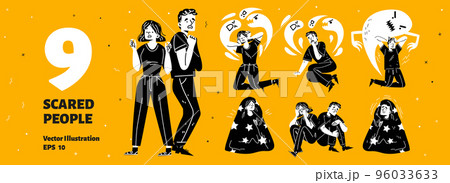 Scared and frightened people in panic Scared and frightened people in panic 96033633
