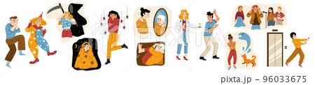People with different phobias and fears People with different phobias and fears 96033675