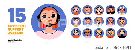 Set of call center operators avatar, round icons Set of call center operators avatar, round icons 96033691