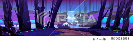 Summer forest with cascade waterfall at night Summer forest with cascade waterfall at night 96033693