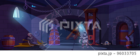 Ghost of prisoner in medieval torture room scene Ghost of prisoner in medieval torture room scene 96033705