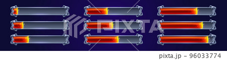 Game loading progress bars with glowing red lava 96033774