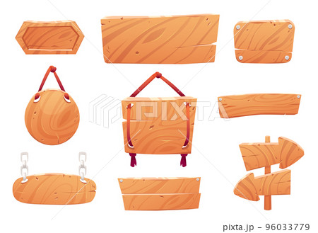 Wood banners, street signs, wooden boards set 96033779