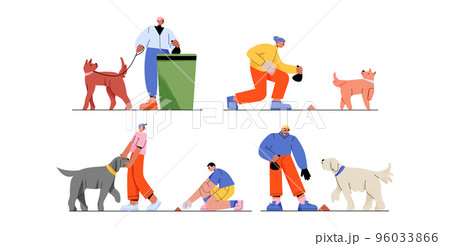 People walk with dogs, pick up poop in bag 96033866