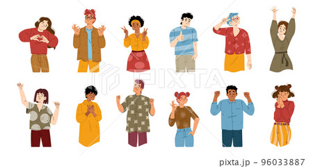 Happy people positive gestures, body language. 96033887