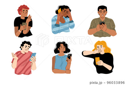 People receive bad news from mobile phone People receive bad news from mobile phone 96033896