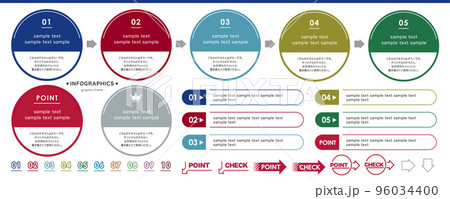 企画書などにも使えるインフォグラフィックのデザインパーツセット 企画書などにも使えるインフォグラフィックのデザインパーツセット 96034400