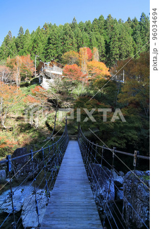 秋の瀬戸川渓谷（ぶらぶら橋と展望所）の写真素材 [96034694] - PIXTA