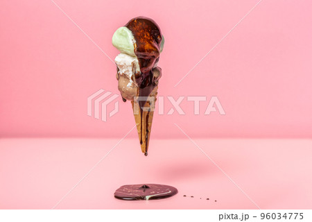 funny creative concept of falling wafer cone 96034775