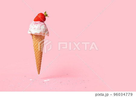 summer funny creative concept of flying wafer cone 96034779
