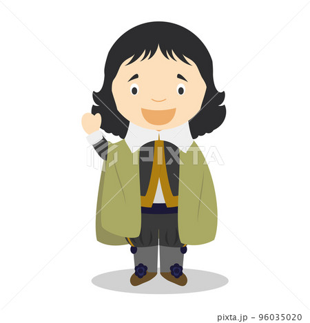 Blaise Pascal cartoon character. Vector Illustration. Kids History Collection. 96035020