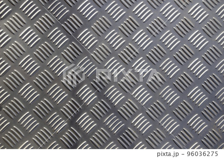 Anti-slip metal platform background texture. Metal sheet of industrial flooring. 96036275