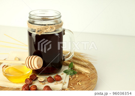 Concept of fresh drink, kvass, space for text 96036354