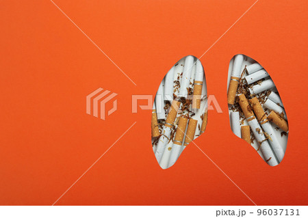 Lung health concept, harm of smoking on the lung Lung health concept, harm of smoking on the lung 96037131
