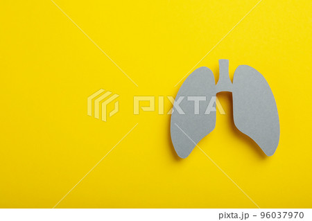 World lung day concept on yellow background, space for text 96037970