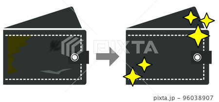 革製の財布をメンテナンスして綺麗にするイラスト 革製の財布をメンテナンスして綺麗にするイラスト 96038907
