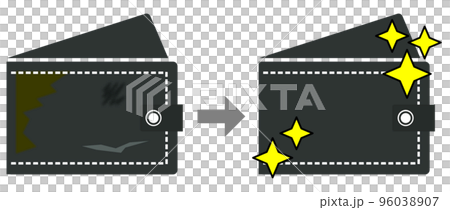 革製の財布をメンテナンスして綺麗にするイラスト 革製の財布をメンテナンスして綺麗にするイラスト 96038907