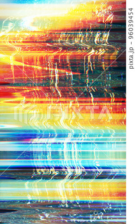 VHS glitch texture. Static noise overlay. Old videotape defect. Grain artifacts flicker analog distortion abstract background. 96039454