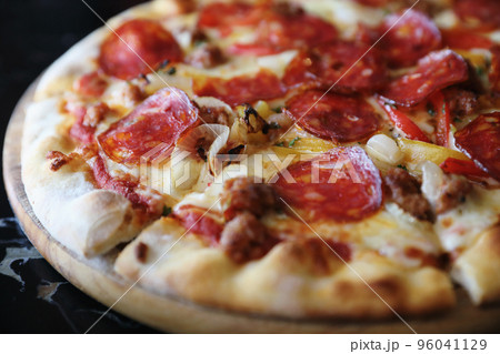 pepperoni pizza in close up 96041129