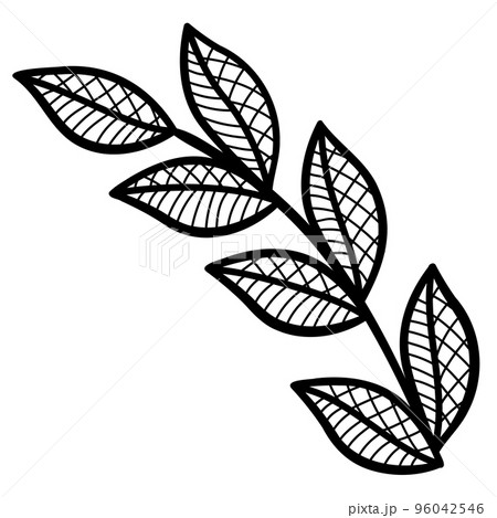 Lace decorative element with flowers and leaves. Embroidery handmade decoration. 96042546