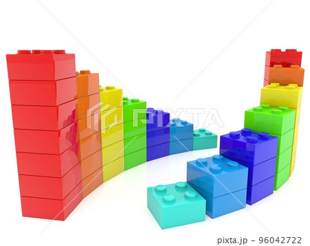 Two business stakes are made of colorful toy bricks Two business stakes are made of colorful toy bricks 96042722