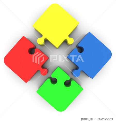 Four puzzle pieces at the time of connection 96042774