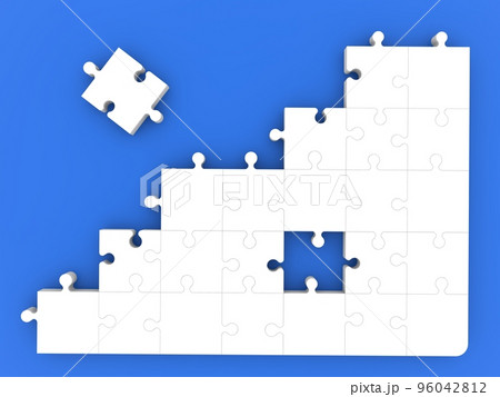 Unfinished white puzzle on blue 96042812
