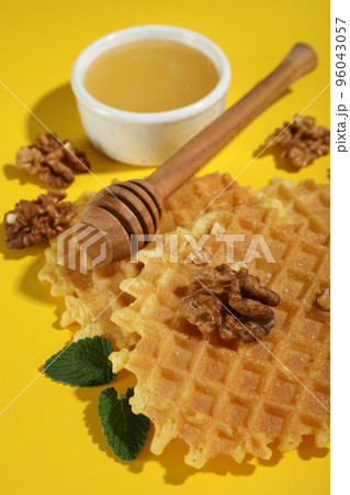 Concept of tasty food with wafers, close up 96043057