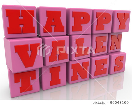Happy valentines concept on pink toy blocks 96043100