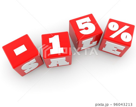 Red toy blocks with 15% discount on white 96043213