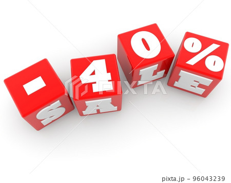 Red toy blocks with 40% discount on white 96043239