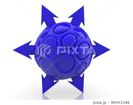 Blue abstract ball with arrows 96043396