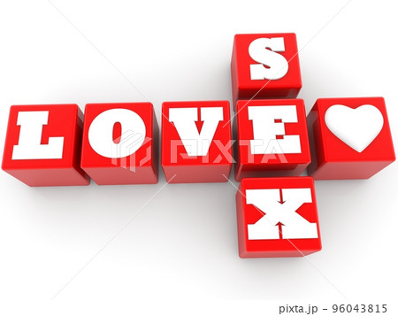 Love sex inscription with on red toy blocksのイラスト素材