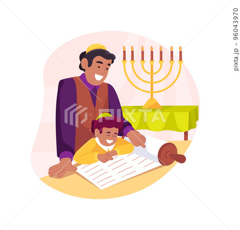Teaching Torah at home isolated cartoon vector illustration. 96043970