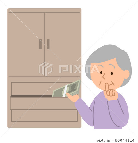タンス貯金をするシニア女性② 96044114