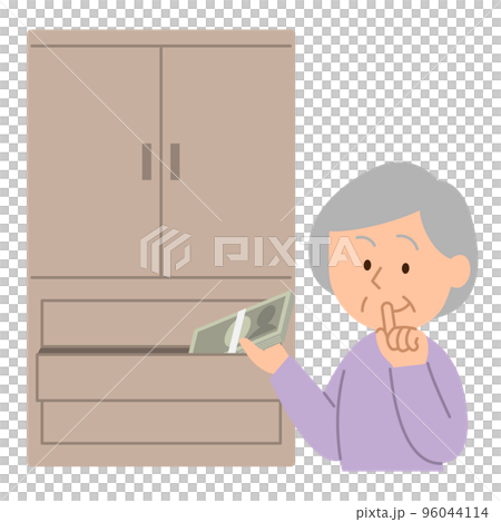 タンス貯金をするシニア女性② 96044114