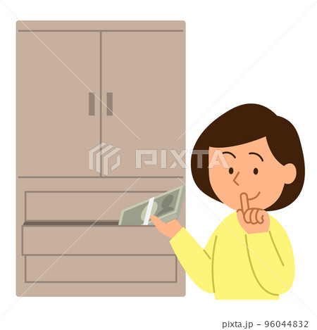 タンス貯金をする女性① タンス貯金をする女性① 96044832