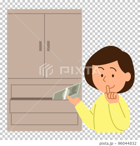 タンス貯金をする女性① タンス貯金をする女性① 96044832