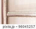 condensate on a steel pipe. Water accident and leak concept 96045257
