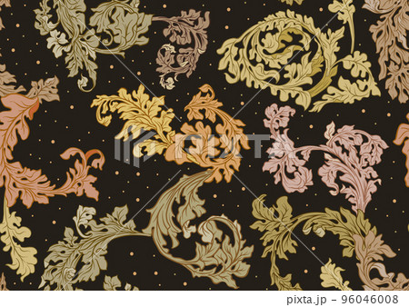 Decorative flowers and leaves in art nouveau style, 96046008
