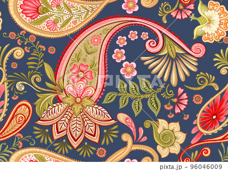 Fantasy flowers, paisley seamless pattern Fantasy flowers, paisley seamless pattern 96046009