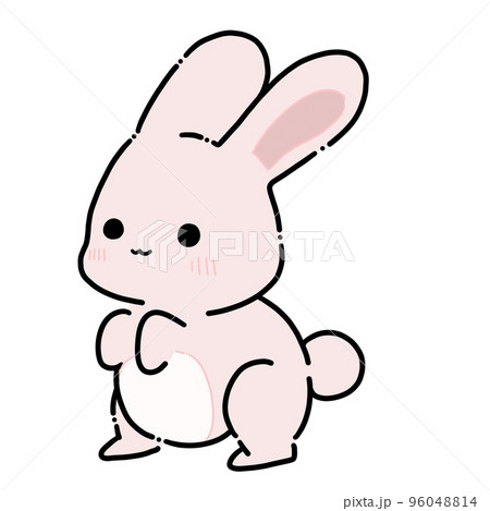 正面を向いて座ってるうさぎ 96048814