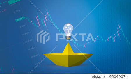 The creative thinking, yellow boat and light bulb for idea concept 3d rendering 96049074