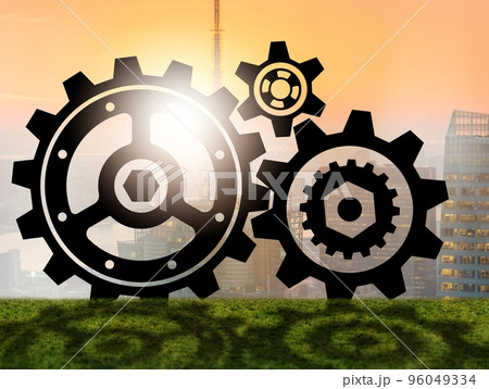 Teamwork concept with cogwheels gears 96049334